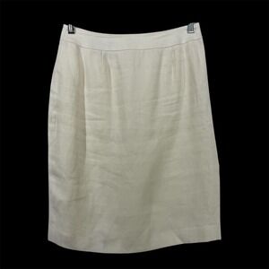 Chelsea Campbell Size 4 Pencil Skirt Cream Linen Lined Old Money Professional